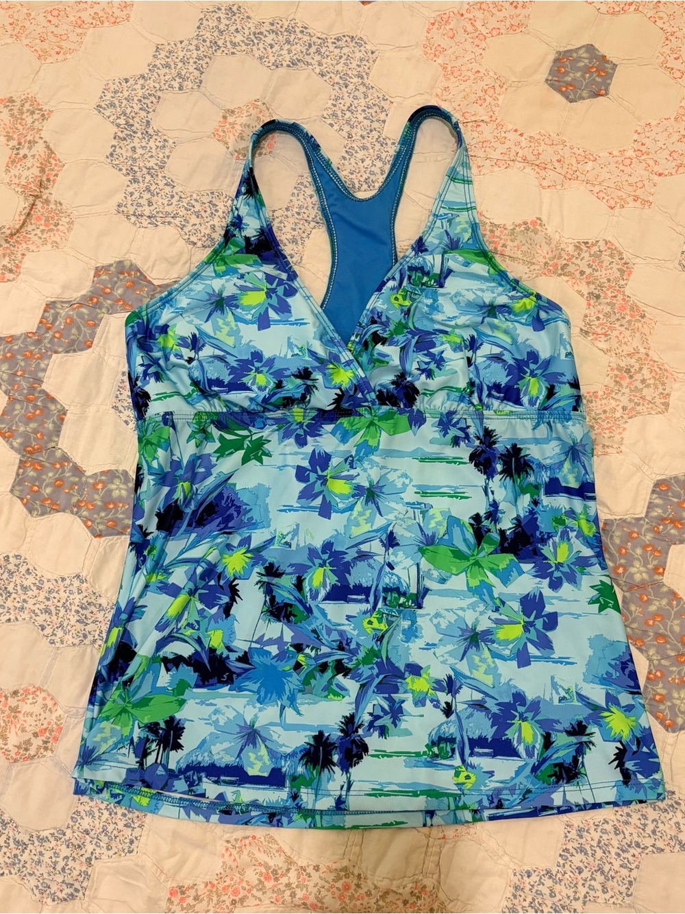 Title Nine Blue Floral Tankini Top
